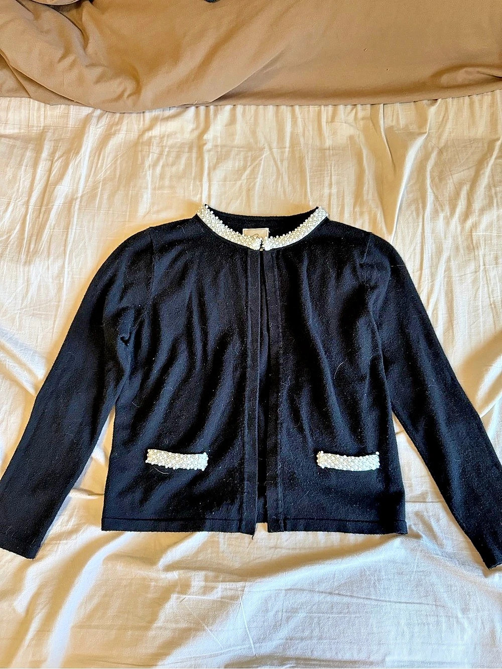 Stoni Black Beaded Collar Blazer Size Small